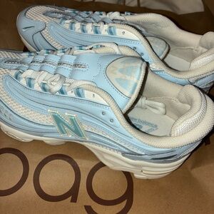 New Balance Sky Blue and White Sneakers